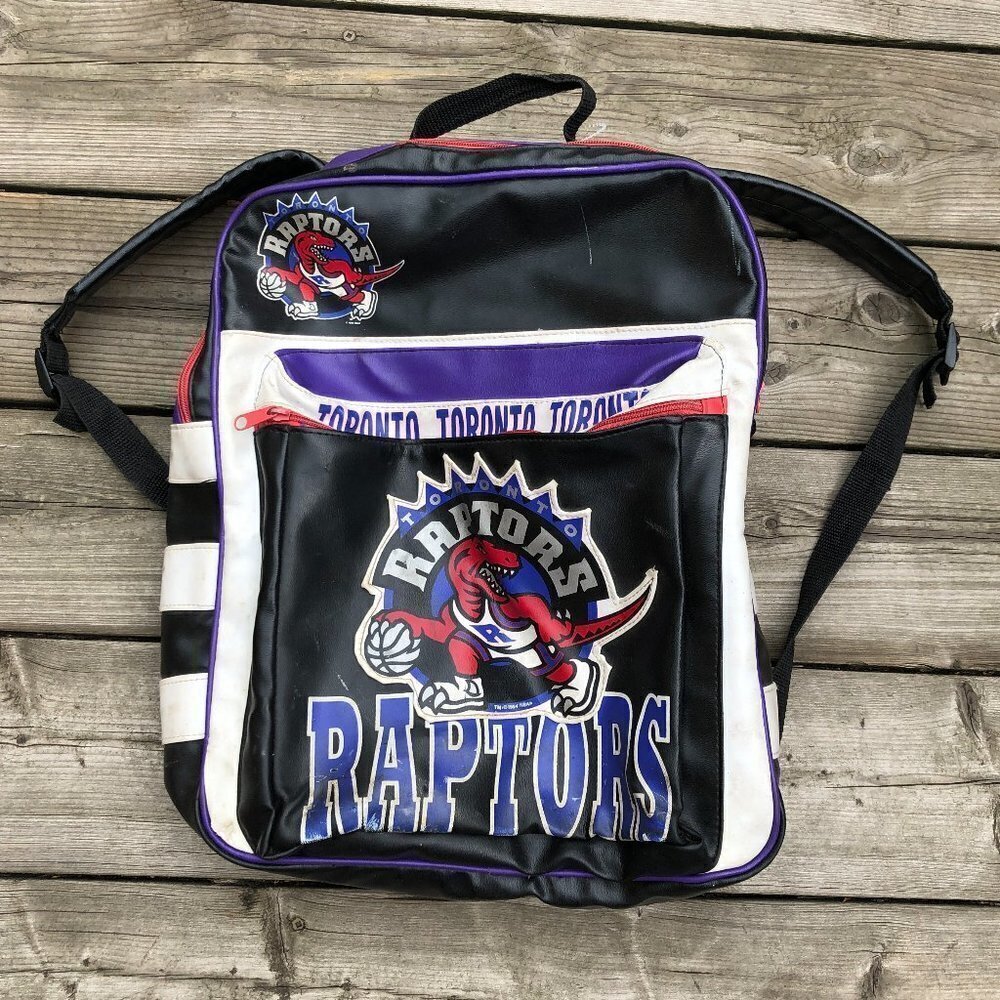 Vintage 1994 Leather Toronto Raptors Backpack Bag